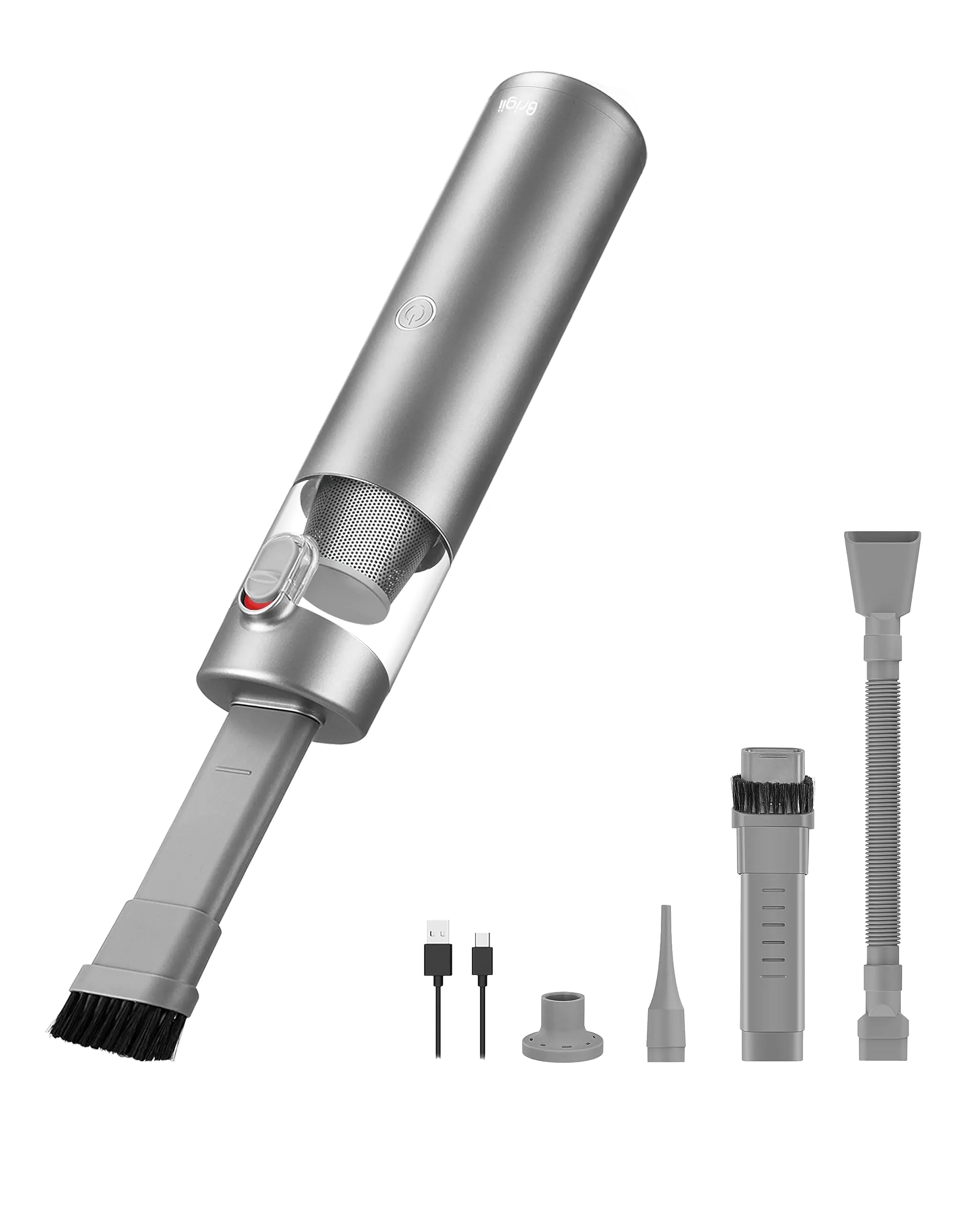Brigii Crevice Vacuum Handheld Vacuum & Air Duster & Hand Pump 3 in 1 Cordless Mini Vacuum 3 Kinds of Crevice Nozzles Lightweight 1lbsUSB Rechargeable-M1